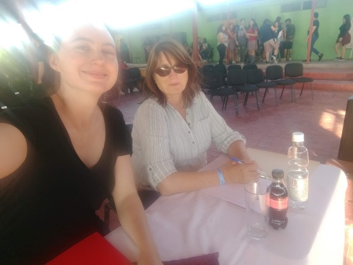 Mom and I at the judge's table